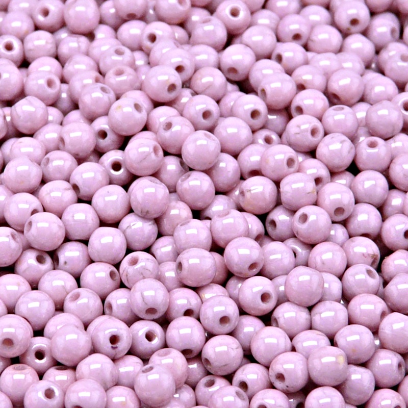 100pcs Czech Pressed Glass Round Round 4mm Opaque Light Rose Ceramic Look