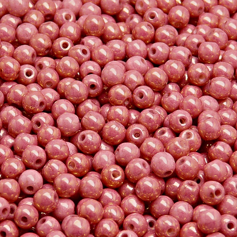100pcs Czech Pressed Glass Round Beads 4mm Opaque Mix Rouge Orange Ceramic Look