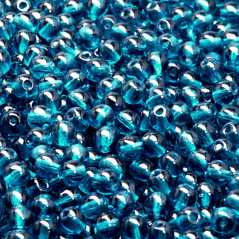 100pcs Czech Pressed Glass Round Beads 4mm Capri Blue