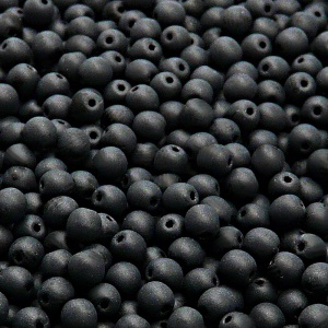 200pcs Czech Pressed Glass Round Beads 4mm Jet Matte