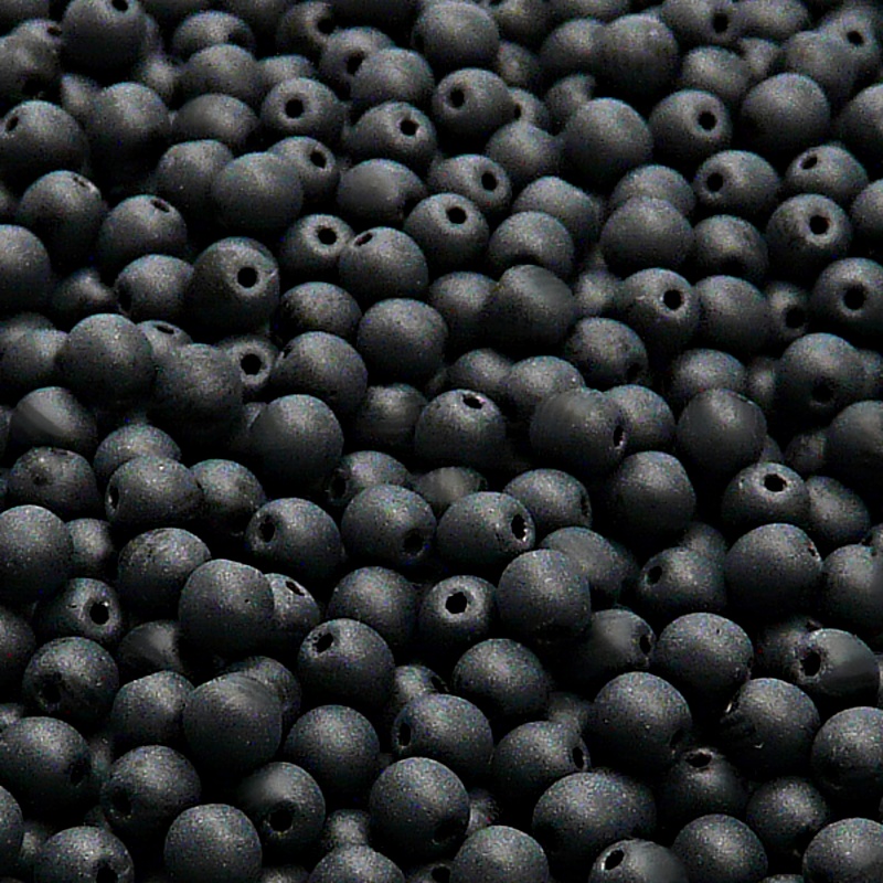 200pcs Czech Pressed Glass Round Beads 4mm Jet Matte