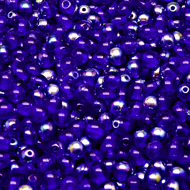 100pcs Czech Pressed Glass Round Beads 4mm Cobal Blue AB