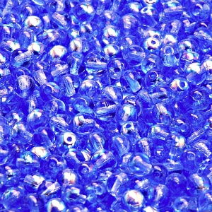 100pcs Czech Pressed Glass Round Beads 4mm Sapphire AB