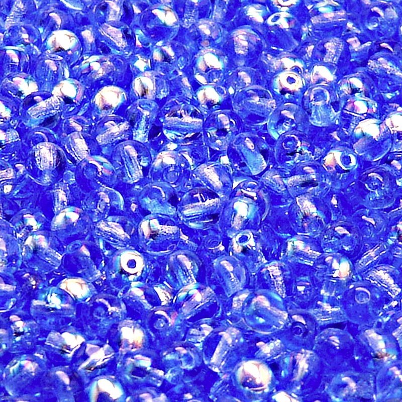100pcs Czech Pressed Glass Round Beads 4mm Sapphire AB