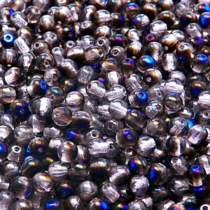 100pcs Czech Pressed Glass Round Beads 4mm Light Amethyst Azuro
