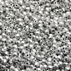 100pcs Czech Fire Polished Faceted Glass Beads Round 3mm Crystal Bronze Silver (Aluminium) Matte