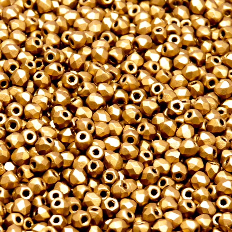 100pcs Czech Fire Polished Faceted Glass Beads Round 3mm Crystal Bronze Gold Matte