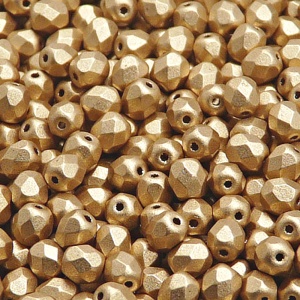 80pcs Czech Fire Polished Faceted Glass Beads Round 5mm Crystal Bronze Pale Gold Matte