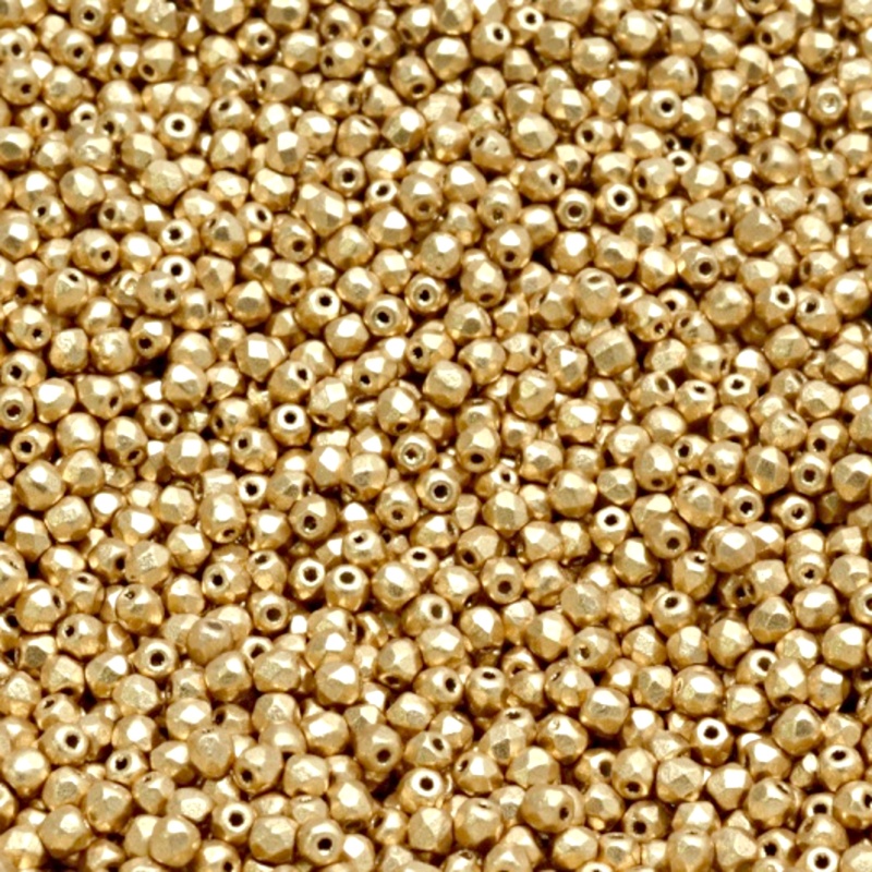 100pcs Czech Fire Polished Faceted Glass Beads Round 2mm Crystal Bronze Pale Gold Matte