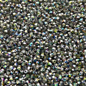 100pcs Czech Fire Polished Faceted Glass Beads Round 2mm Crystal Vitrail