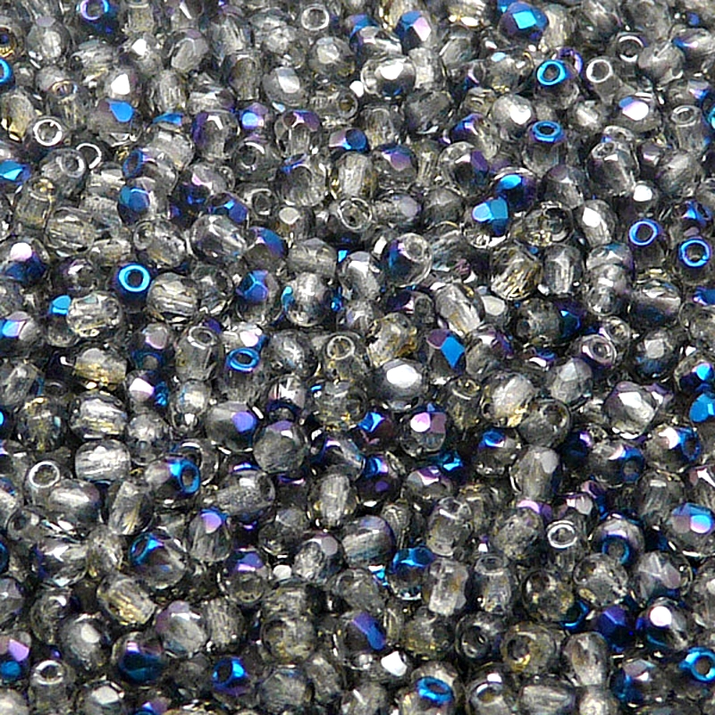 100pcs Czech Fire Polished Faceted Glass Beads Round 3mm Crystal Azuro