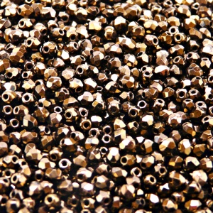 100pcs Czech Fire Polished Faceted Glass Beads Round 3mm Jet Bronze Luster