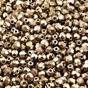 100pcs Czech Fire Polished Faceted Glass Beads Round 4mm Jet Gold Bronze Luster