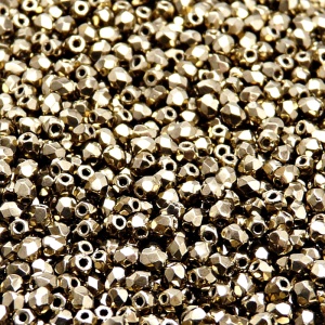 100pcs Czech Fire Polished Faceted Glass Beads Round 3mm Jet Gold Bronze Luster
