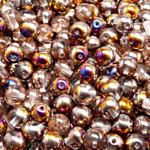 50pcs Czech Pressed Glass Round Beads 6mm Crystal Sliperit