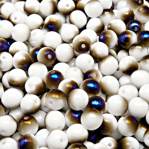 50pcs Czech Pressed Glass Round Beads 6mm Opaque Chalk White Azuro