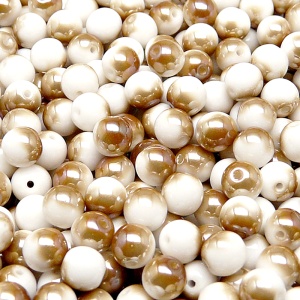 50pcs Czech Pressed Glass Round Beads 6mm Opaque Chalk White Celsian