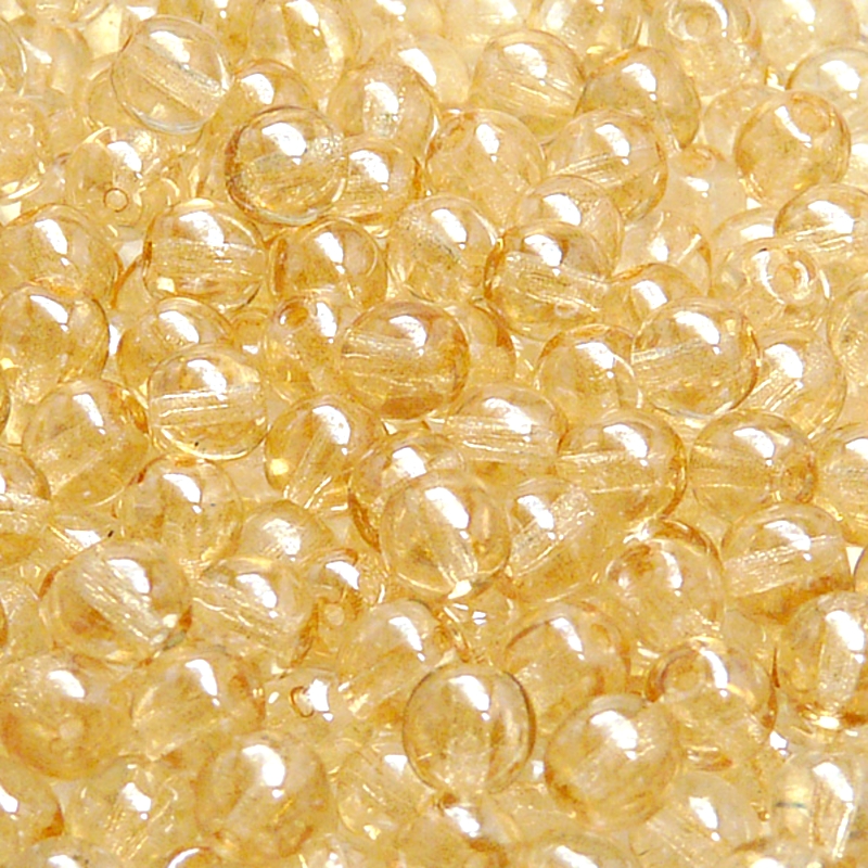 50pcs Czech Pressed Glass Round Beads 6mm Crystal Orange Luster