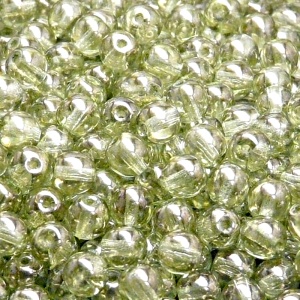 50pcs Czech Pressed Glass Round Beads 6mm Crystal Light Green Luster