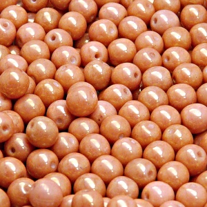 50pcs Czech Pressed Glass Round Beads 6mm Opaque Rose Ceramic Look