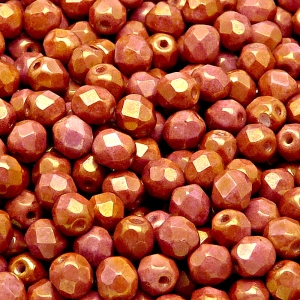 50pcs Czech Fire Polished Faceted Glass Beads Round 6mm Opaque Mix Rouge Orange Ceramic Look