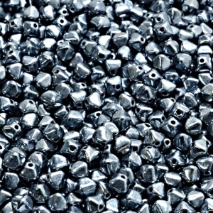 100pcs Czech Pressed Glass Square Bicone Beads 4mm Jet Hematite