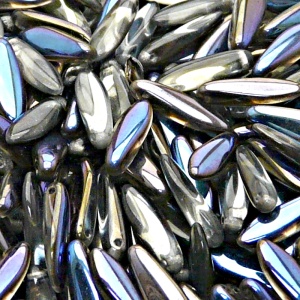 30pcs Czech Pressed Glass Dagger Beads 5x16mm Crystal Azuro