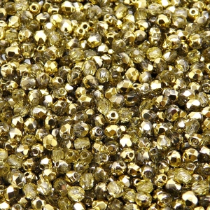 100pcs Czech Fire Polished Faceted Glass Beads Round 3mm Crystal Amber