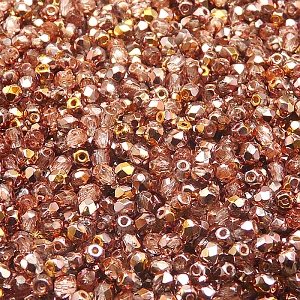 100pcs Czech Fire Polished Faceted Glass Beads Round 3mm Crystal Gold Capri
