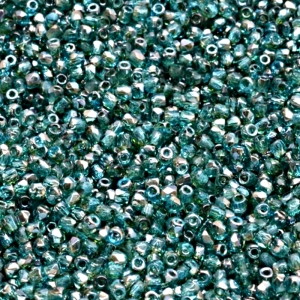 100pcs Czech Fire Polished Faceted Glass Beads Round 2mm Light Aquamarine Celsian