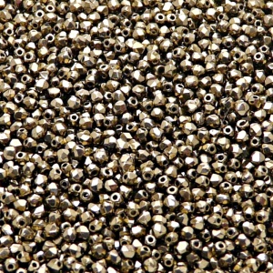 100pcs Czech Fire Polished Faceted Glass Beads Round 2mm Jet Gold Bronze Luster