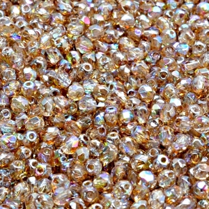 100pcs Czech Fire Polished Faceted Glass Beads Round 3mm Crystal Brown Rainbow