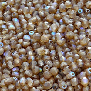100pcs Czech Fire Polished Faceted Glass Beads Round 3mm Crystal Brown Rainbow Matte