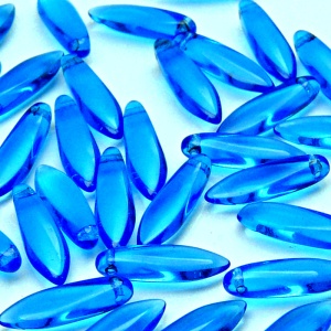 30pcs Czech Pressed Glass Dagger Beads 5x16mm Aquamarine