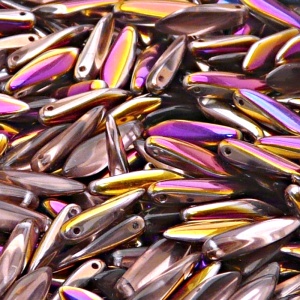 30pcs Czech Pressed Glass Dagger Beads 5x16mm Rosaline Sliperit