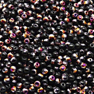 200pcs Czech Pressed Glass Round Beads 3mm Jet Sliperit