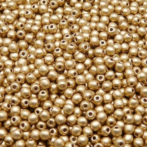 200pcs Czech Pressed Glass Round Beads 3mm Crystal Bronze Pale Gold Matte