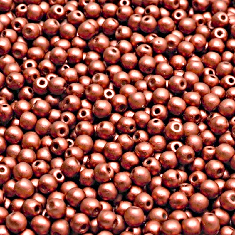 200pcs Czech Pressed Glass Round Beads 3mm Crystal Bronze Fire Red Matte