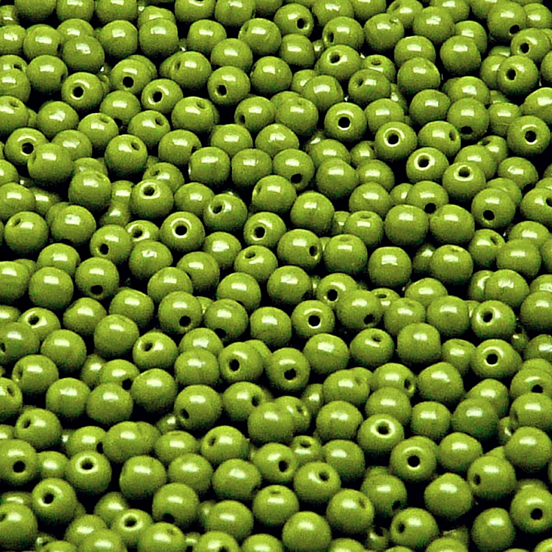 200pcs Czech Pressed Glass Round Beads 3mm Opaque Olivine