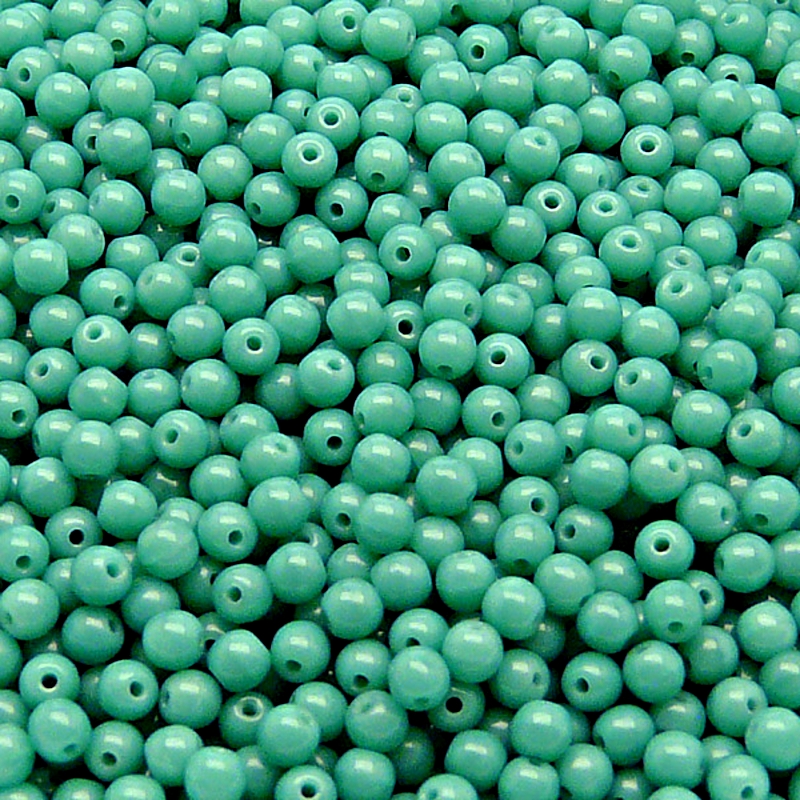 200pcs Czech Pressed Glass Round Beads 3mm Opaque Turquoise Green