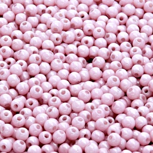200pcs Czech Pressed Glass Round Beads 3mm Opaque Light Rose Ceramic Look