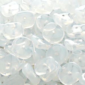10pcs Czech Pressed Glass Flat Ripple Round Beads 12mm White Opal