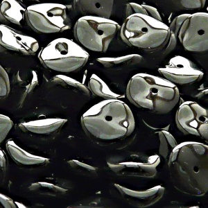 10pcs Czech Pressed Glass Flat Ripple Round Beads 12mm Jet