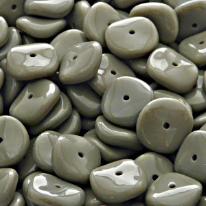 10pcs Czech Pressed Glass Flat Ripple Round Beads 12mm Opaque Gray