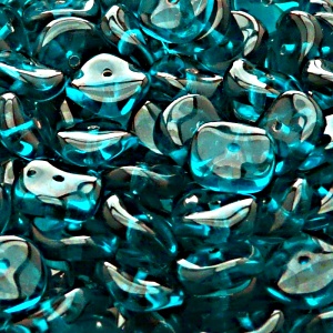 10pcs Czech Pressed Glass Flat Ripple Round Beads 12mm Green Aquamarine