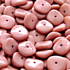 10pcs Czech Pressed Glass Flat Ripple Round Beads 12mm Opaque Pink