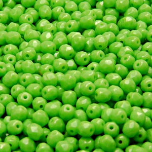 100pcs Czech Fire Polished Faceted Glass Beads Round 4mm Opaque Light Green