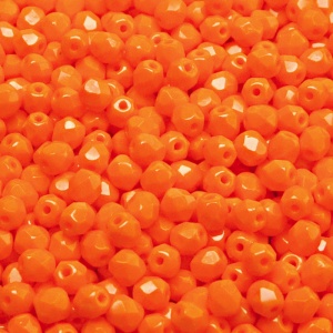 100pcs Czech Fire Polished Faceted Glass Beads Round 4mm Opaque Orange