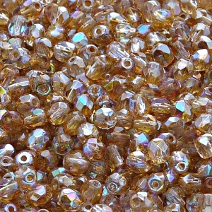 100pcs Czech Fire Polished Faceted Glass Beads Round 4mm Crystal Brown Rainbow