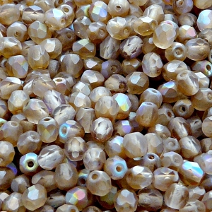 100pcs Czech Fire Polished Faceted Glass Beads Round 4mm Crystal Brown Rainbow Matte